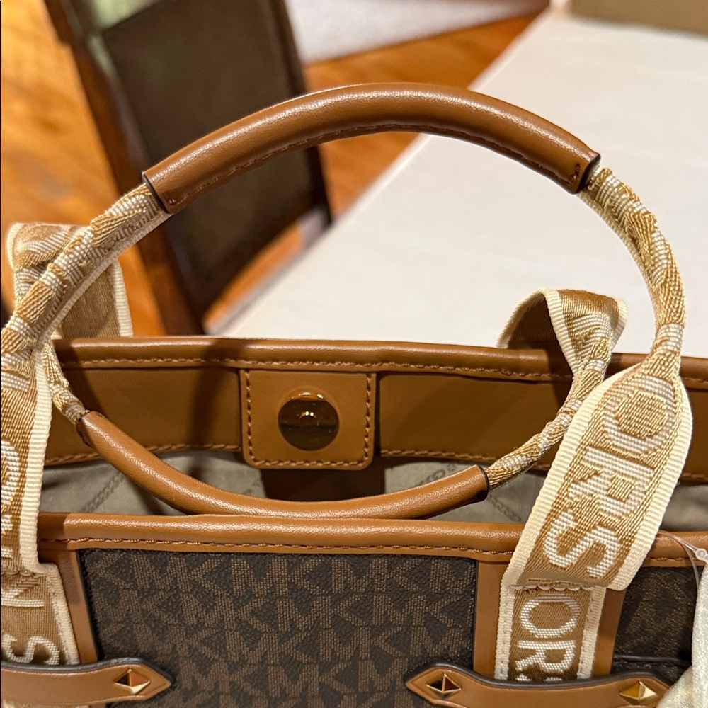 Michael Kors Brown and Tan Signature Logo Tote - Picture 6 of 10